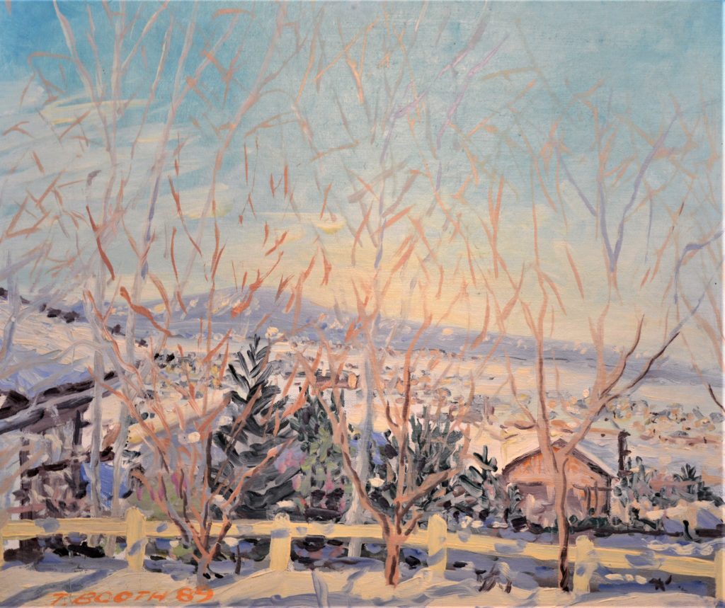 Oil painting of a Colorado Winter Scene.