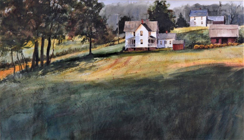 An Illinois Farm, watercolor, signed, large matt.