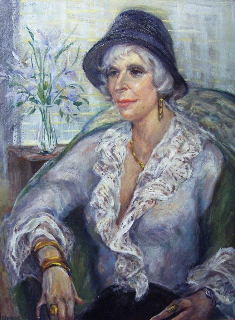 Oil painting portrait of a lady.