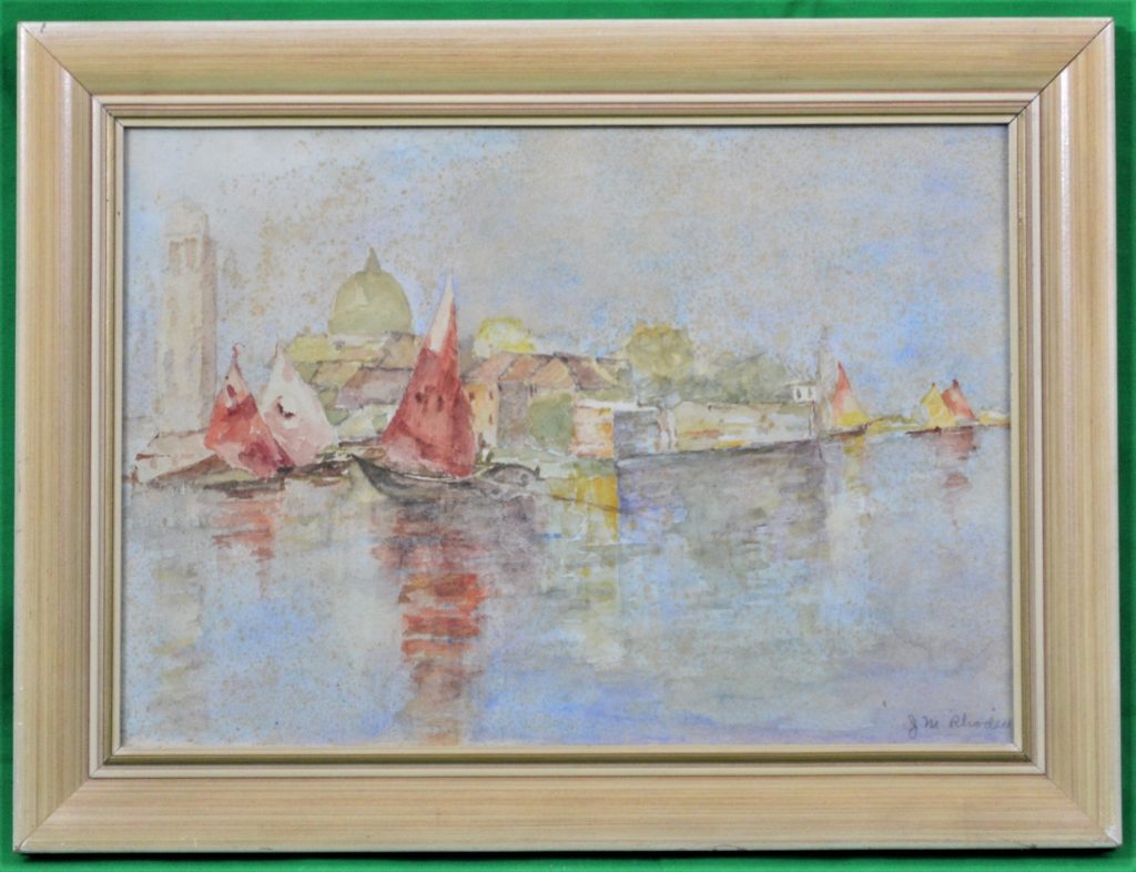 Venice, watercolor, signed, framed.