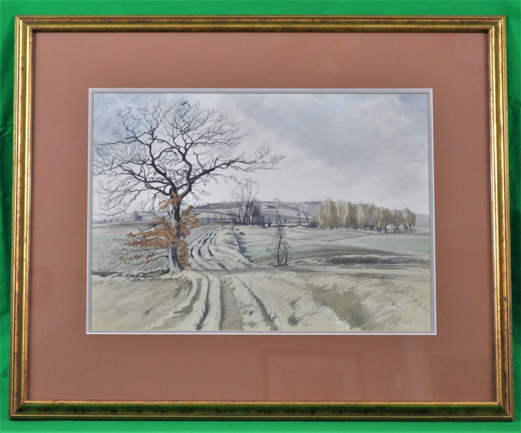 Extensive landscape, watercolor, signed/dated 1923, framed.