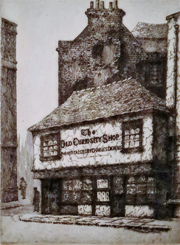 The Old Curiosity Shop, etching, signed.